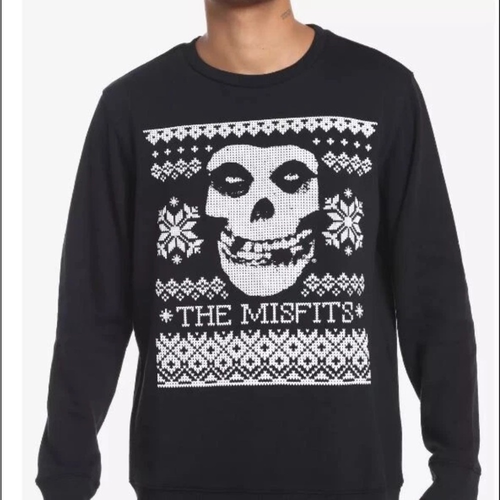 The Misfits Fair Isle Fiend Skull Sweatshirt Crew Neck 2XL NEW